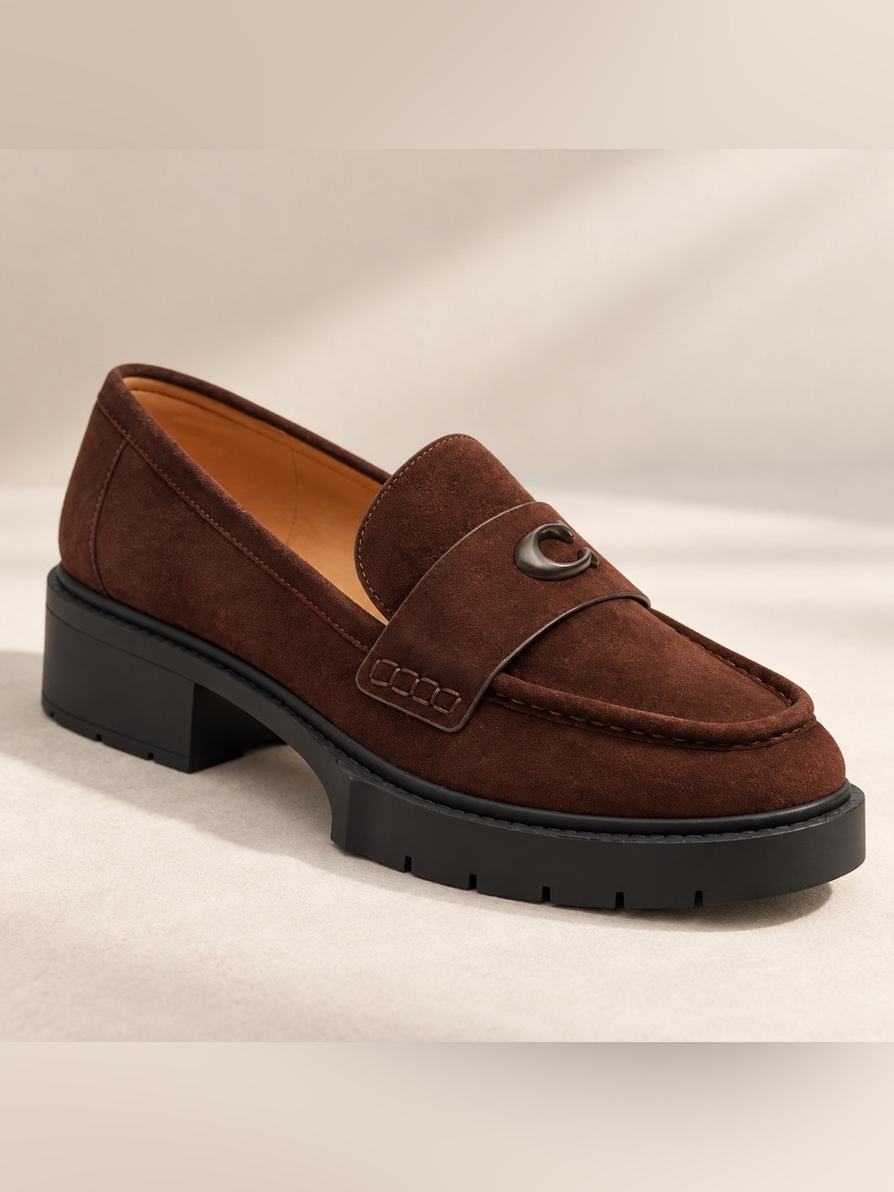 Coach Women’s Leah Suede Signature Logo Loafers 🤎
